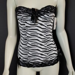 NWT Torrid 1X Zebra Ruffle Lace Bustier Corset Top